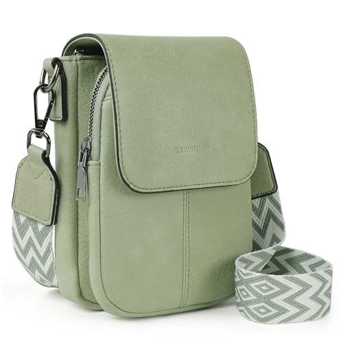 Image of TANTOMI Small Crossbody Bags for Women, Small Purses with Card Slots Phone Purse Wide Adjustable Strap (Light Green)