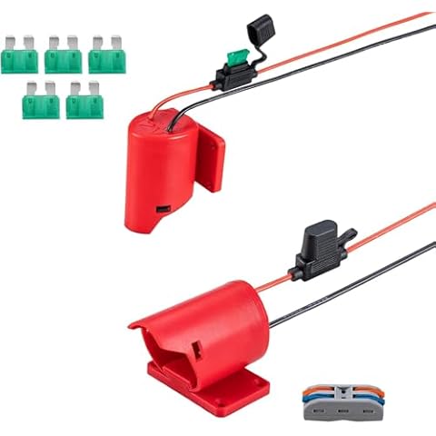 Upgraded Power Wheels Adapter Compatible for Milwaukee 12V Battery with Fuse & Wire terminals,Power Connector for Rc Car, Robotics,Rc Truck, DIY,Work for 48-11-2420 48-11-2401 Battery Cover