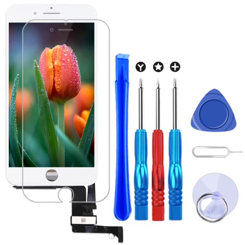 Brinonac Screen Replacement for iPhone 8 Plus 5.5 inch LCD Digitizer Touch Screen LCD Replacement Screen Frame Assembly Full Set with Tools and Screen Protector (White)