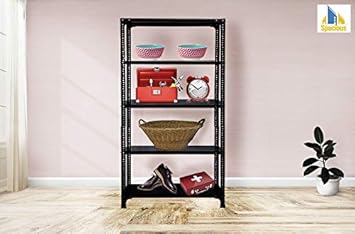 Spacious Slotted Angle Rack CRC Sheet 5 Shelves Multipurpose Powder Coating Storage Rack Dimension 18