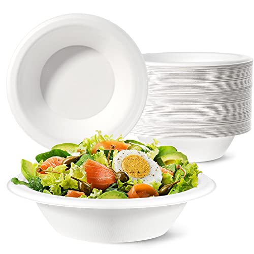 GREENESAGE Paper Bowls Disposable Bowls 20oz 100 Pack, Eco-Friendly