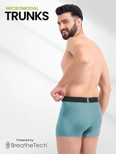 Image of Freecultr Men's Underwear Micromodal Airsoft Trunk - Sweat Proof, Ultra Soft, Anti-Bacterial, No Itch & No Chafing Fabric (Pack of 3) | Mens Underwear Combo Pack of 3