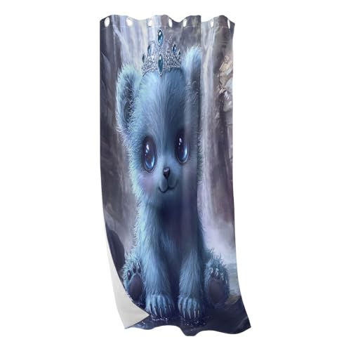 RPLIFE Rideaux et draperies motif ourson bleu, rideaux isolants, rideaux occultants de 213 cm de long