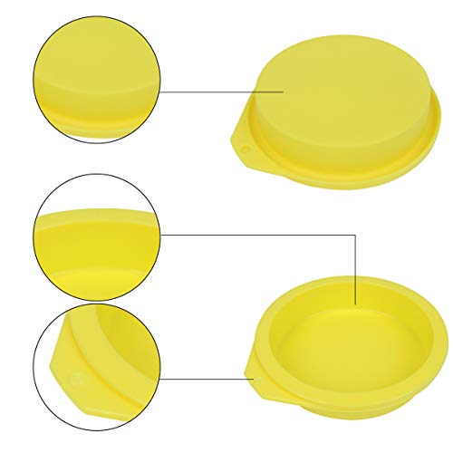 Silicone Cake Molds 4 Inch Round Cake Pans DIY Rainbow Layer Cakes Baking Mold Silicone Baking Pan Set for Cake Pancake Taco Shell Pizza Crust Omelet Frittata and Resin Craft, Set of 6, Yellow - Thumbnail 3