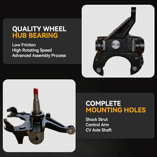 2.5" Drop Spindles, Front Lowering Suspension Knuckle Kit Compatible with 1963-1970 Chevy C10 w/Disc Brakes 2WD Only, Pickup, Panel Truck, Suburban, # M0117K35-1 M0117K35-2 by Diulietu - Image 3