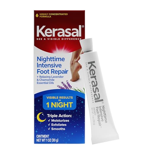 Kerasal Nighttime Intensive Foot Repair, Skin Healing Ointment for Cracked Heels and Dry Feet, 1 oz...