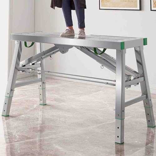 Plataforma de trabajo plegable portátil, escalera de acero de altura ajustable, soporta hasta 800 libras para construcción y uso doméstico