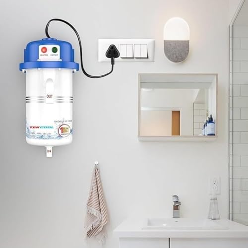 Image of TEKCOOL Instant Water Geyser 1 L Portable Water Heater, Made of First Class ABS Plastic, Auto Cut Off Feature with 1 Year Warranty, for Home, Office, Restaurant etc