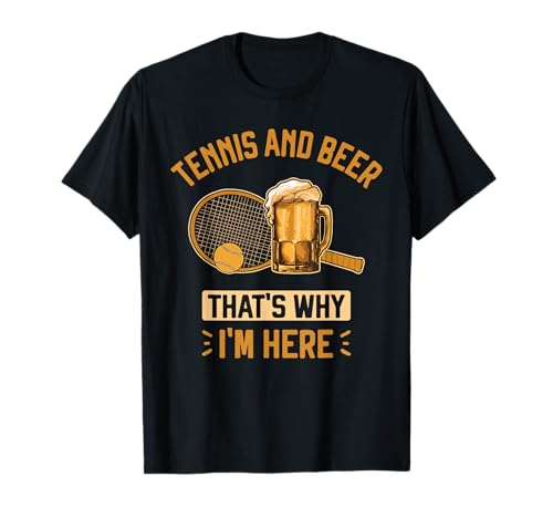 Tennis and Beer Scritta Divertente Tennis e Birra Simpatica Maglietta