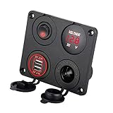 4-in-1-Design - Dieses Multifunktionspanel wurde mit 12-V-USB-Anschluss + LED-Digitalanzeige-Voltmeter + 12-V-Zigarettenanzünder + LED-Wippschalter entwickelt. Bequem zu installieren und zu bedienen. Kann auch abgenommen werden, um andere Ladesteckdosen oder andere passende Teile zu ersetzen.