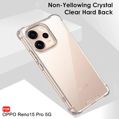 Image of TheGiftKart Crystal Clear Back Cover Case for Oppo Reno 15 Pro 5G | 360 Degree Protection | Shock Proof Design | Transparent Back Cover Case for Oppo Reno15 Pro 5G (PC & TPU, Transparent Bumper)