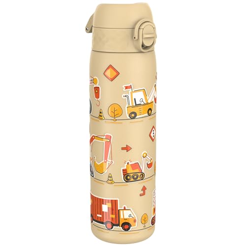 ion8 Botella Agua Inox Ligero, 600ml, Sin Aislamiento,a Prueba de Fugas, Fácil de Abrir,Aptas para Lavavajillas,Cerradura Segura,Fácil de Limpiar, en Relieve, Máquinas de Construcción