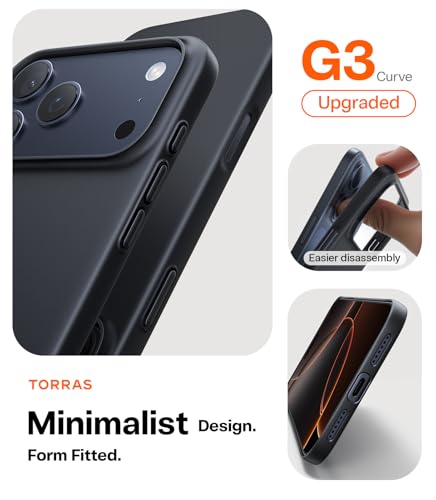 Image of TORRAS Slim Fit for iPhone 17 Pro Max Case Thin 6.3 inch Velvety Matte Black