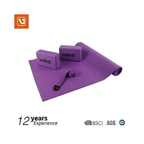 LiveUP Sports - SET DE YOGA - Bloques de bloque de tapete CORREA DE YOGA (cinturón de yoga)