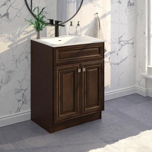 Bathroom Vanity Sink Base Ready-to-Assemble Bathroom Cabinet 24"/30'/36" Width (Vanity Base in Maple Walnut, 30 inch)