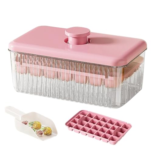Cubitera con tapa y caja de almacenamiento, fácil extracción de cubitos de hielo para bebidas frías, fácil extracción para bebidas refrescantes como zumos de cócteles y café