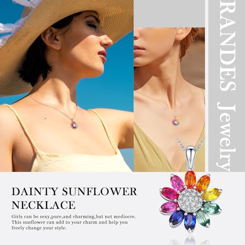 Dainty Sunflower Necklace 925 Sterling Silver White Gold Plated Leaf Clover Pendant Necklaces for Women Teen Girls Fashion Jewelry3
