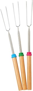 Yardenfun 3Pcs Garfo De Churrasco Telescópico Cachorro-Quente Vegetariano Salsicha Garfos De Aço Inoxidável Marshmallow Varas De Assar Varas De Assar Para Fogueira Varas De Assar