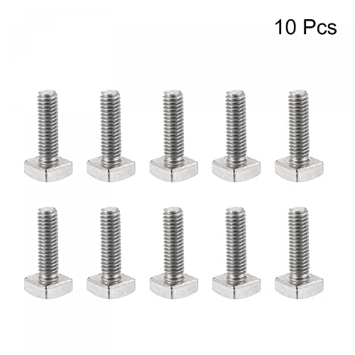 Image of uxcell Square Head Bolt, 10pcs M4x12mm Fully Thread 304 Stainless Steel Grade C Square Machine Screws