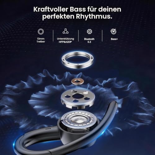 Bluetooth Kopfhörer Sport in Ear Kopfhörer Kabellos Bluetooth mit Ohrbügel – Ansicht 2