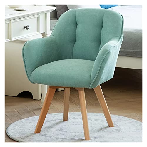 Sillón giratorio de terciopelo azul con patas de madera resistentes para espacios pequeños, silla moderna para comedor o zonas de descanso