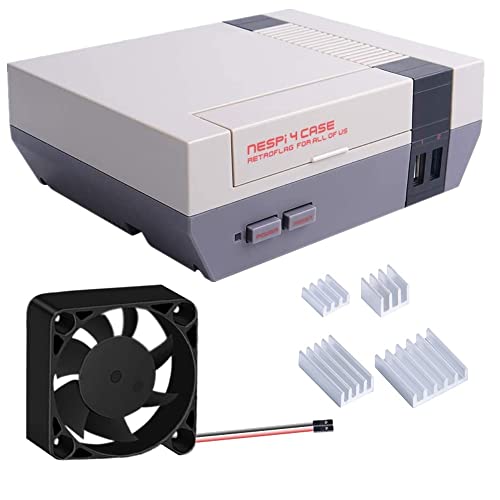 GeeekPi RETROFLAG NESPi 4 Case,Raspberry Pi 4 Case with Safe Shutdown Safe Reset & SSD Case,Raspberry Pi 4 Cooling Fan and Raspberry Pi Heatsinks for Raspberry Pi 4 Model B