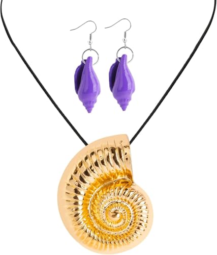 WEITAPYT Muschelkette 1 Paar Violette Muschelohrringe Gold Muschel...
