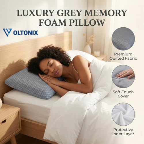 Image of Blairmore Memory Foam Pillow,nek Pillow,Orthopedic Memory Foam Pillows Supports Neck Pain and Shoulder Pain for Sleeping, Ergonomic Cervical Pillow (Grey)