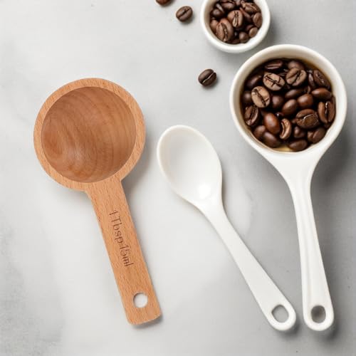 Cucharas medidoras de madera para cocina juego de 6 piezas de 15ml resistentes marrones 6