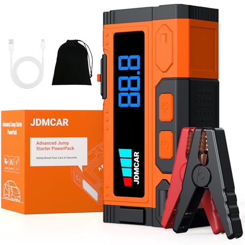 JDMCAR Arrancadores de Bateria de Coche, 3000 A 12 V con Pantalla LCD y Linterna LED, potenciador de batería