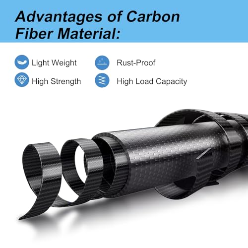 Image of Carbon Fiber Extension Pole, 1.9 to 9.8 ft Lightweight Telescoping Pole with Threaded Metal Tip for Paint Roller, Cobweb Duster, Window Cleaning & High Dusting
