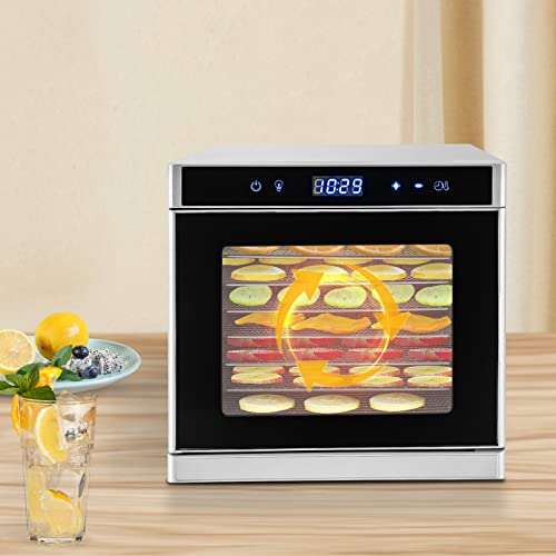 Dörrautomat Edelstahl, Dörrgerät mit Temperaturregler, 6 Edelstahl-Dörrtabletts, 24 Std. Zeitschaltuhr, LED-Display (35°-75°C) und 700W, Trocknen für Obst, Pilzen und Fleisch. – Bild 6
