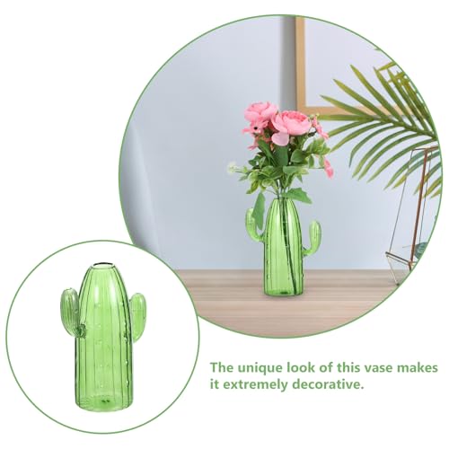 Jarrón de vidrio cactus verde para centro de mesa de comedor moderno 8