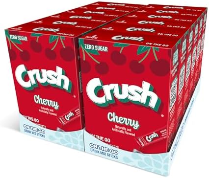 Crush- Powder Drink Mix - Sugar Free & Delicious (Cherry, 72 Sticks)