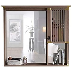 ROLTIN Bathroom Wall Mounted Cabinet, Storage Organizer Bathroom Mirror Cabinet Bathroom Wall Mirror Bedroom Dressing Storage Mirror, Vanity Mirror (Brown 59 * 10 * 70cm)