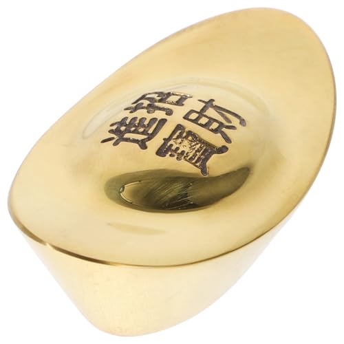 HEALLILY Portalápices con forma de lingote de latón, multifuncional, organizador de escritorio con estilo retro chino para bolígrafos de tinta y soporte para pinceles de escritura