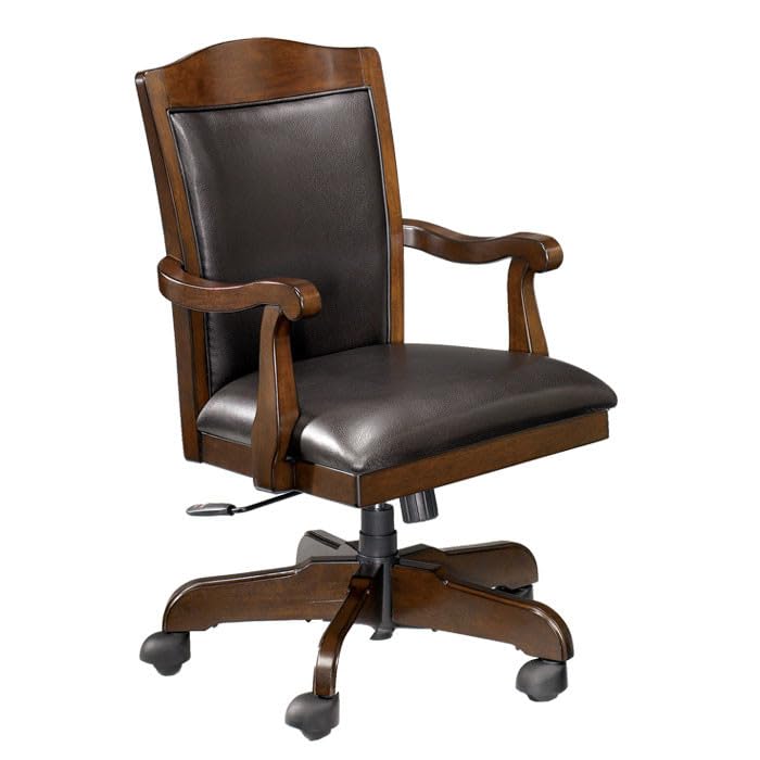 Image of Teak Wood with Leatherette Office Chair | Armrest and Revolving Chair | Executive Chair | Director Chair | 5-Year Warranty & Free Assembly | - 111012151