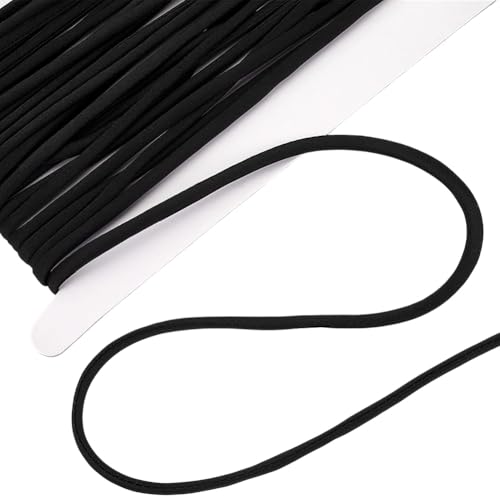 FINGERINSPIRE Cuerda decorativa trenzada de satén de 9,14 m, color negro, 5 mm, hilo de seda satinada, poliéster satinado, para hacer joyas, pulseras, collares, hilo de cuentas