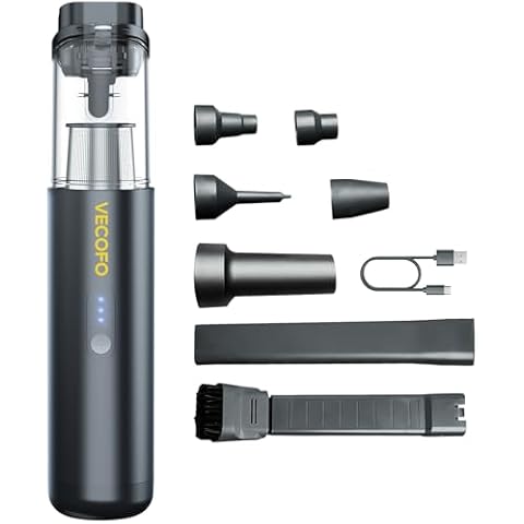 VECOFO Slim V2 Cordless Car Vacuum – Suction Power 5000Pa Vacuum– 2 Hours Fast Charging,Portable Vacuum for Robust Cleaning of Car Interiors and Homes (Grey Blue) Cover
