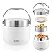 volumoon Contenitore Termico per Alimenti 1200ml, Portapranzo in Acciaio Inox, con Coperchio e Cucchiaio Pieghevole, Contenitori Caldi Isolato per Zuppa, Scuola, Ufficio, Viaggi, Antigoccia (Bianco) immagine