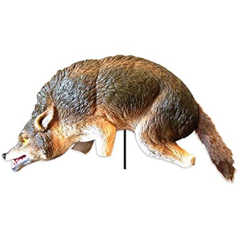 Bird-X 3D Coyote Decoy, Lifelike Predator Replica, Coyote Decoy with Moving Tail and Realistic Markings, Easy to Install, Covers up to 1 Acre of Land, 32" x 8" x 30" Cover