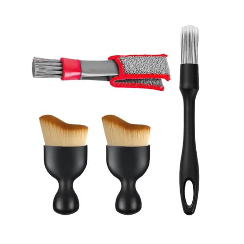 HAMOJUF 4PCS Car Detailing Brush Kit, Multi-Use Soft No Scratch Vehicle Interior Detail Duster Brush Set, Automotive Dusting Cleaning Kit for Exterior Interior, Universal for Vehicles
