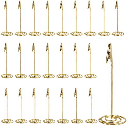 24PCS Memohalter, BetterJonny Memo Clip Fotohalter mit Klammern Fotoständer Fotohalter Clip Einzeln Tischkartenhalter Halter Memo Clip für Hochzeits Krokodilklemme Foto Hausdekoration Büro Party(Gold) Cover