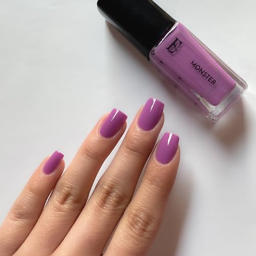 Image of Ellement Co. Monster Vegan Purple Nail Polish - Chip-Resistant, Non-Yellowing, Gel-Like Shine, Long-Lasting, Neon - 10 ML