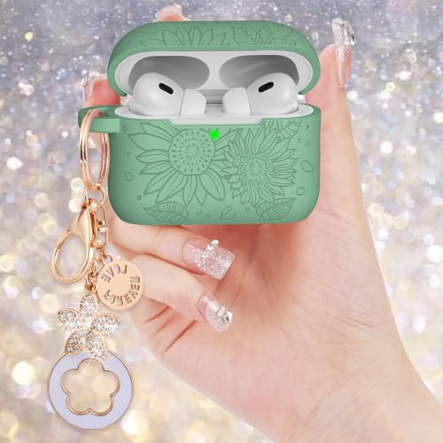 Image of Case for Airpods Pro 1st 2nd Generation - VISOOM Airpods Pro 1 /2 Cases Cover Women Silicone iPod Pro 2 Earbuds Wireless Charging Case Girl Bling Keychain for Apple Airpod Gen Pro 2