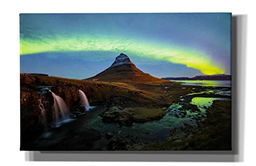 Epic Graffiti 'Northern Light Aurora Borealis Over Kirkjufell 1' by Epic Portfolio, Giclee Canvas Wall Art, 40