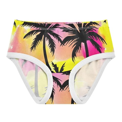 Black Palm Trees Watercolor Yellow Cute Panties Girl Toddler Girls Underwear Cotton Animals Underpants Briefs 2t