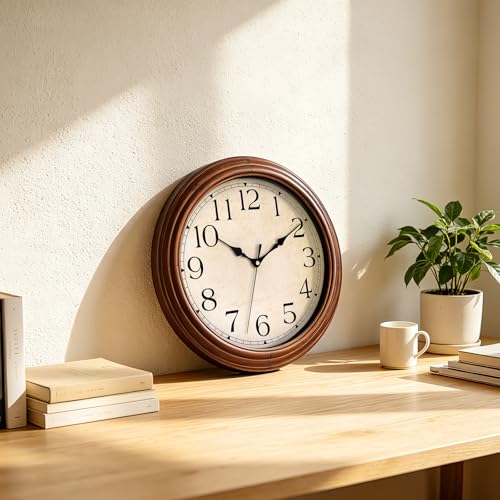 Foxtop Large Wood Wall Clock, Silent Battery Operated, 14 Inch - Image 5