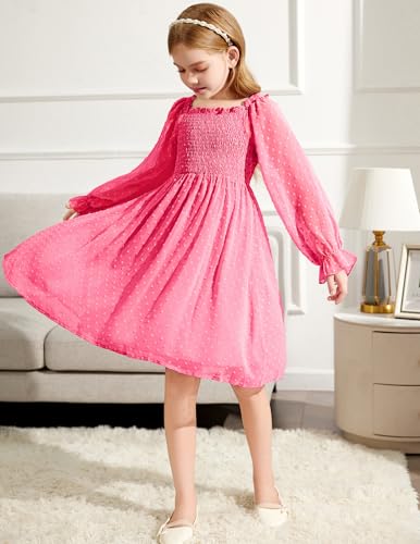 Image of Arshiner Girl Tulle Dress Winter Long Sleeve Teen Girls Party Casual Dresses 5-14Y