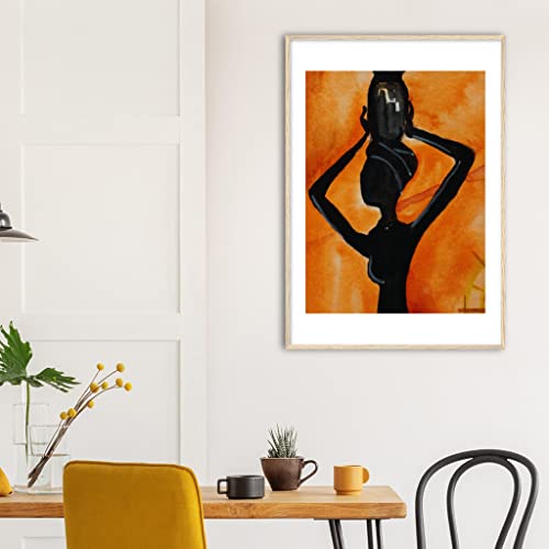 Décoration murale femme africaine - Tableau encadré bois 70x100 cm